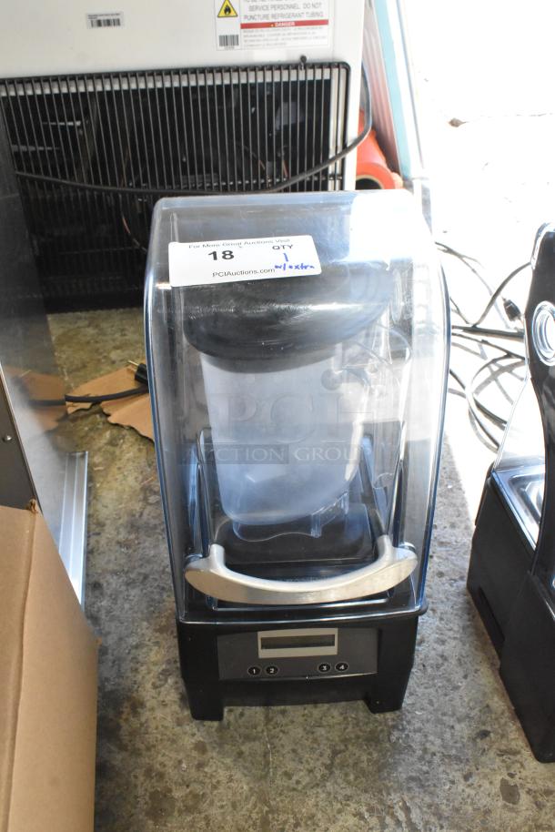 2022 Vita-Mix VM0145 blender with sound enclosure, hinge lid, and two pitchers. Features 120V power, excellent condition.