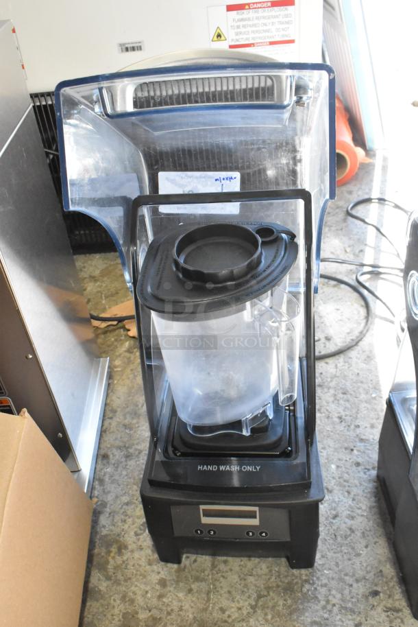 2022 Vita-Mix VM0145 commercial blender with sound enclosure, hinge lid, two pitchers, and controls; 120V, 1-phase.