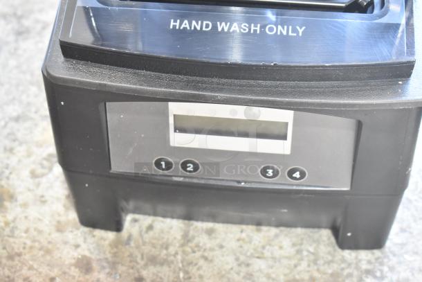 2022 Vita-Mix VM0145 metal commercial blender with sound enclosure lid. Display shows "Hand Wash Only." Auction item.