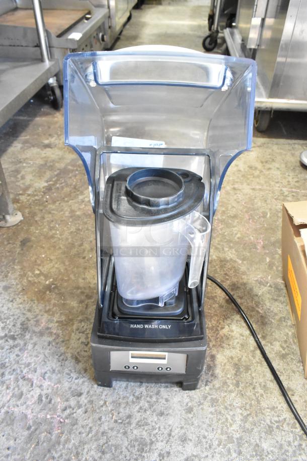 2021 Vita-Mix VM0145 commercial blender with sound enclosure, hinge lid, and two pitchers. "Hand Wash Only" label visible.