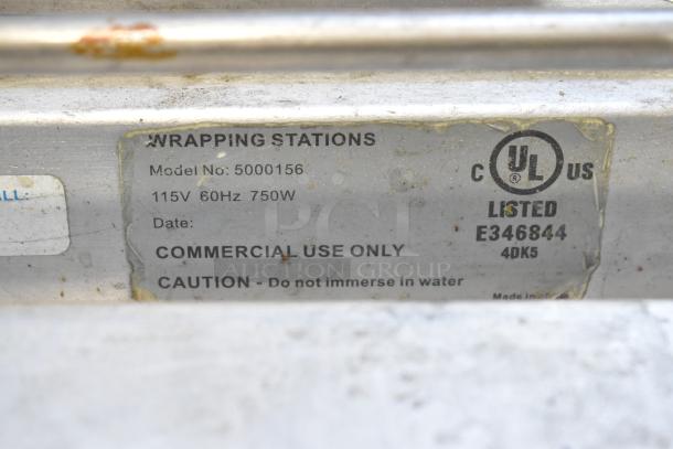 Metal Countertop Wrapping Station, Model 5000156, 115V 60Hz 750W, for commercial use, UL listed.