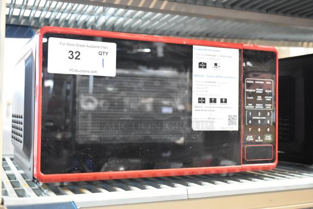 Mainstays 2024 MS8436127995-02 metal countertop microwave oven, 120V, 1 phase, includes control panel and instruction label.