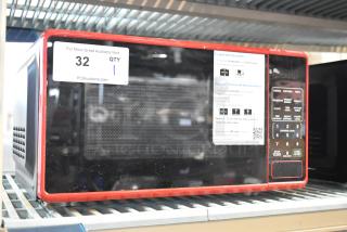 Mainstays 2024 MS8436127995-02 metal countertop microwave oven, 120V, 1 phase, includes control panel and instruction label.