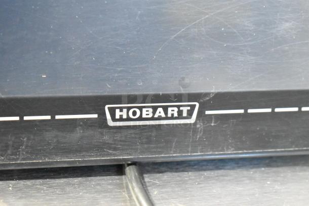 Hobart HTi Metal Commercial Countertop Scale, tested and working. Features 120/208-240 Volts, 1 Phase. Visible Hobart logo.