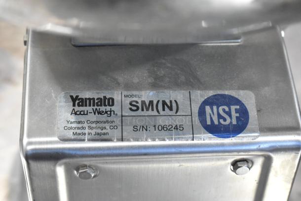 Yamato SM(N) metal countertop food portioning scale, NSF certified, serial number 106245, made in Japan.