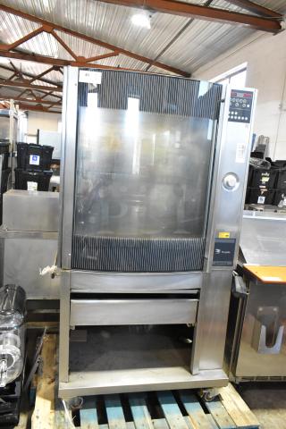 Fri-jado STG7-P stainless steel rotisserie oven on casters, electric, 208V, 3 phase, control panel visible, auction label "40".