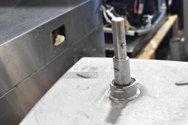 Robot Coupe R602V metal commercial food processor base, 120V, 1 phase, visible spindle, in used condition.