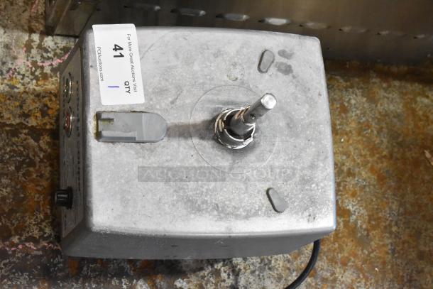 Robot Coupe R602V metal food processor base, commercial countertop model, 120V, 1 phase, used condition with visible wear.