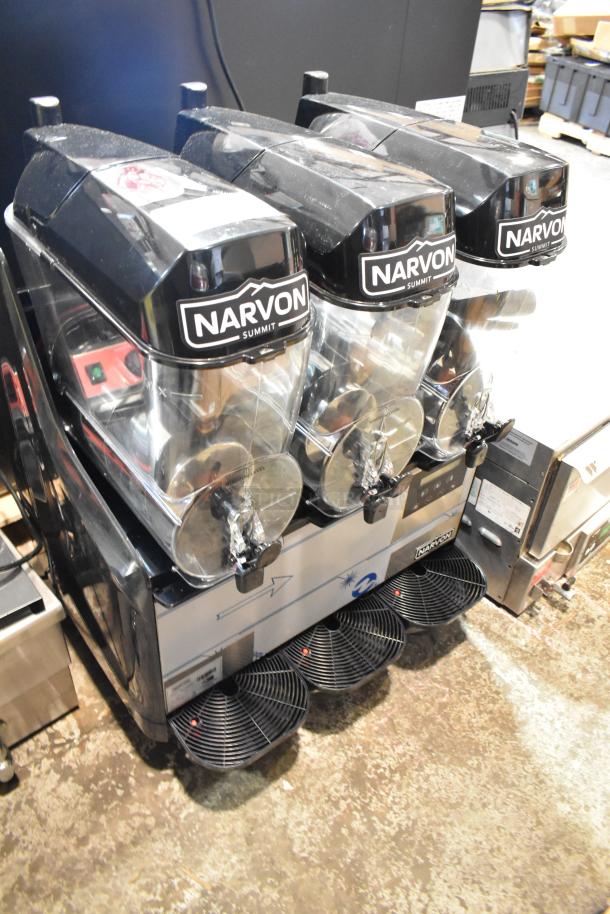 Narvon 378WSSM3 stainless steel commercial countertop granita machine, triple 3-gallon, 115V, shown with Narvon branding, excellent condition.