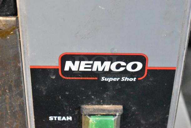 Nemco 6600 stainless steel countertop food warmer with "Super Shot" branding. 120 volts, 1 phase. In used condition.