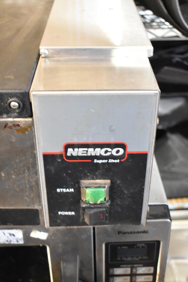 Nemco 6600 Stainless Steel Commercial Countertop Food Warmer, 120V, 1 Phase, with visible "Super Shot" label, in used condition.
