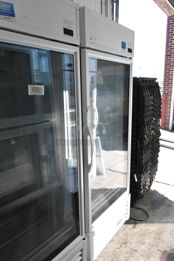2021 True TSCI-600R-G-PH commercial single door cooler with glass door, poly-coated racks, 115 volts, 1 phase.