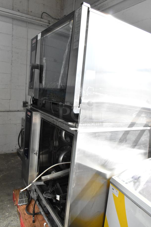 Two 2021 Rational LM100CE.AXXXX/LM100EE.AXXXX stainless steel commercial iCombiPro convection ovens, 440/480V, 3-phase.