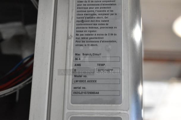 Rational iCombiPro Convection Oven label showing model LM100CE.AXXXX, 440/480V, 3 Phase, Max 35A, AWG 8, Temp 60°C/140°F.