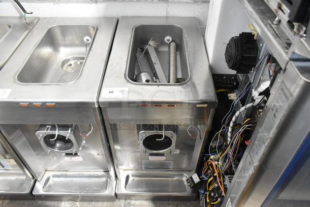Taylor 340-27 stainless steel commercial frozen beverage machine. Single flavor, 208-230V, 1 phase, visible wiring, used condition.