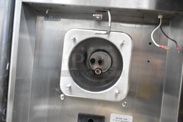 Taylor 340-27 stainless steel single flavor frozen beverage machine, 208-230V, 1 phase. Visible wiring and chamber details.