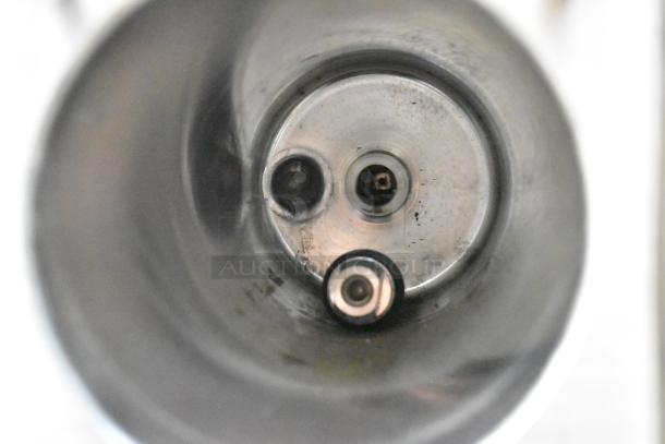 Interior view of Taylor 340-27 stainless steel frozen beverage machine. Features visible mechanical components.