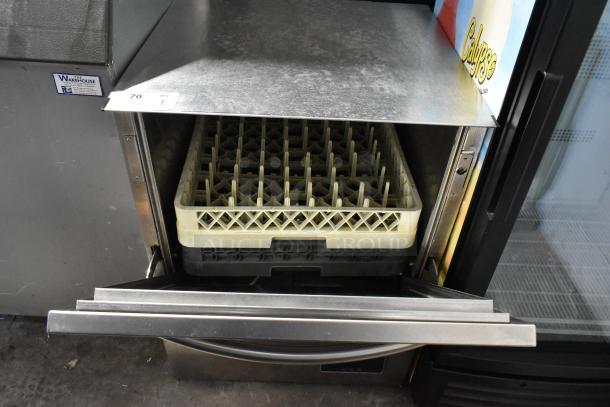 2018 Noble Wareforce UH30-E stainless steel commercial undercounter dishwasher, open with rack visible, 208/230 volts, 1 phase.