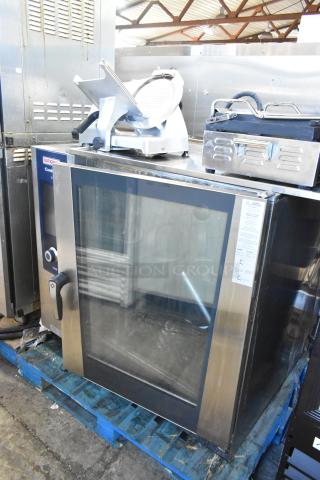 2021 Rational LM100EE.AXXXX stainless steel combi convection oven; door does not shut; 440/480V, 3 phase; on a pallet.