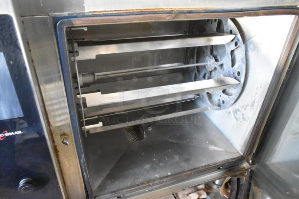 Alto Shaam AR-7T stainless steel rotisserie oven, electric, 208V, 1 phase, interior racks, commercial use, weathered condition.
