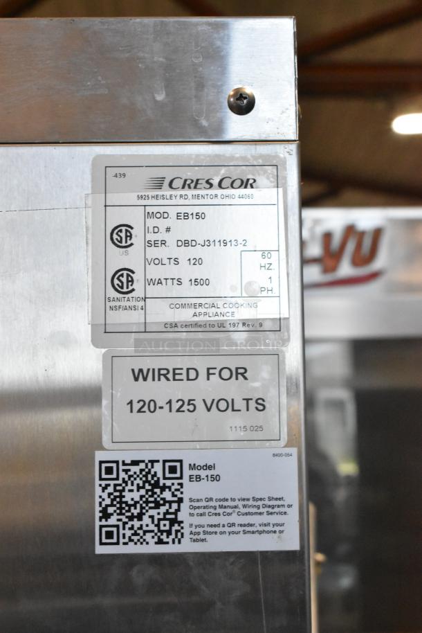 CresCor EB150 Stainless Steel Heated Holding Cabinet, commercial casters, 120 volts, CSA-certified cooking appliance.