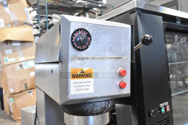 Varimixer W20 countertop mixer, 20-quart, metal finish, includes mixing bowl and pastry attachment. Warning label visible. 115V, 1 phase.