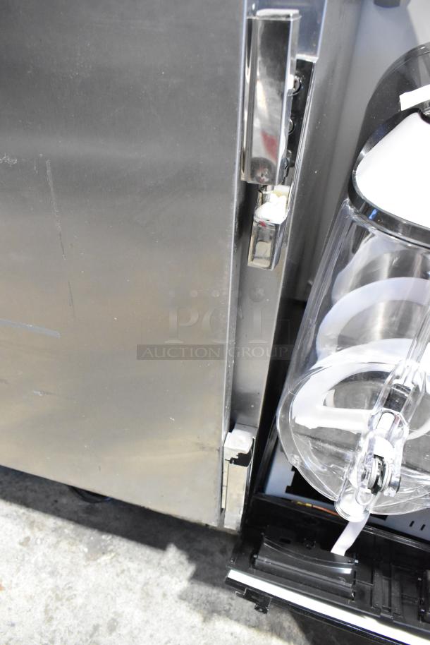Beverage Air UCR48A undercounter cooler, stainless steel, two doors, commercial casters, 115V, 1 phase, scratches visible.