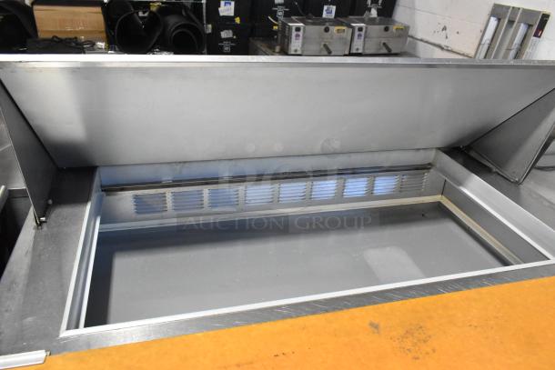 Beverage Air SPE48-18M-HMP stainless steel prep table, mega top, bain marie, with commercial casters, 115V, 1 phase.