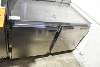 Beverage Air UCR48A stainless steel 2-door undercounter cooler with casters, 115 volts, 1 phase, in good condition.