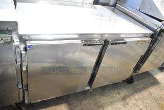 Beverage Air UCR48A stainless steel 2-door undercounter cooler on commercial casters, 115 volts, 1 phase, good condition.