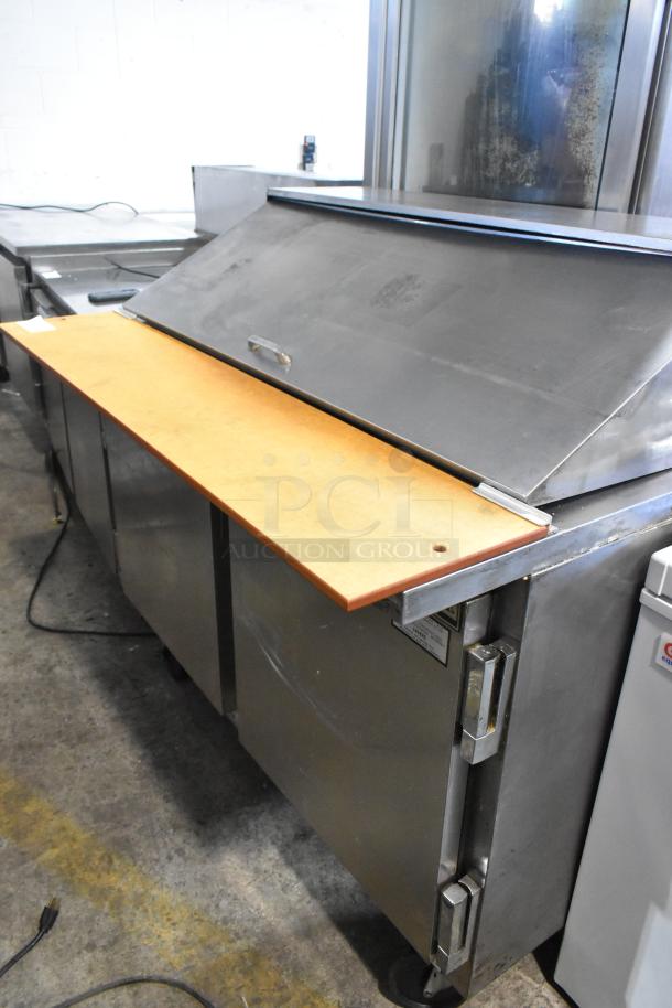 Beverage Air stainless steel sandwich salad prep table, Bain Marie mega top, commercial casters, 115V, 1 phase.