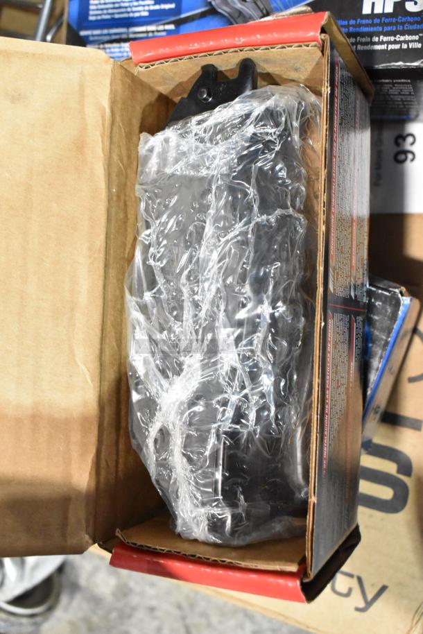 Three brand new scratch and dent Hawk brake pads: HB275F.620, HB370 F.559, HB299 P.650, wrapped in clear plastic.