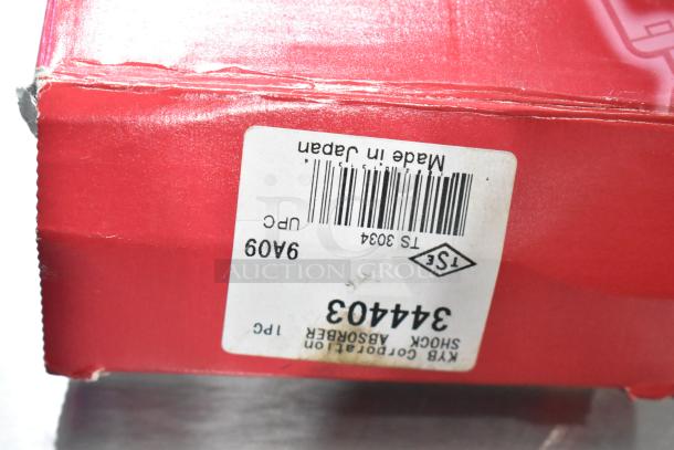 2 KYB 344403 Excel G Gas Shock Absorbers, new, scratch and dent, in box with label indicating "Made in Japan".