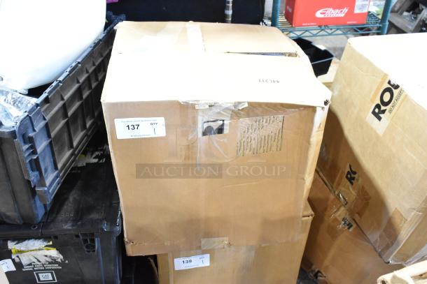 Box labeled 1115TT-CAKHWKB-AA containing cold air intake kit parts, in good condition, auction tag says quantity 137.