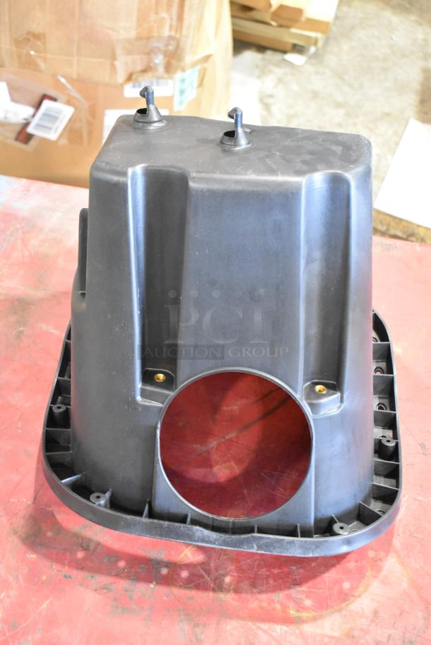Box of parts with 1115TT-CAKHWKB-AA cold air intake kit, black plastic housing, good condition, for automotive use.