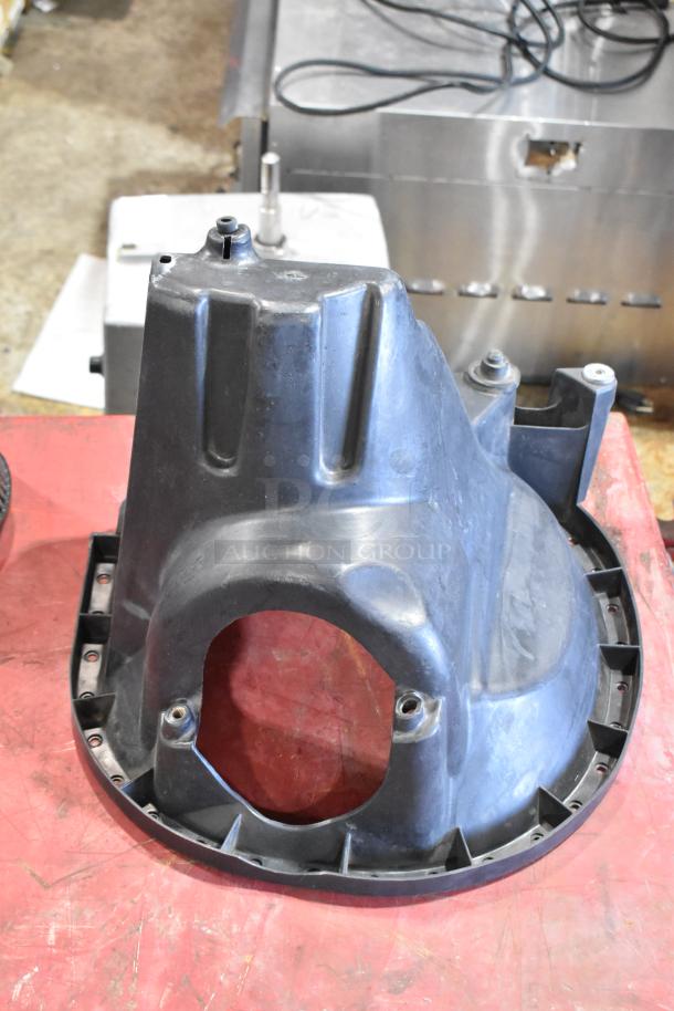 Box of Parts with 131550-CAKHK-AB Cold Air Intake Kit, black housing component, used condition, visible mounting points.