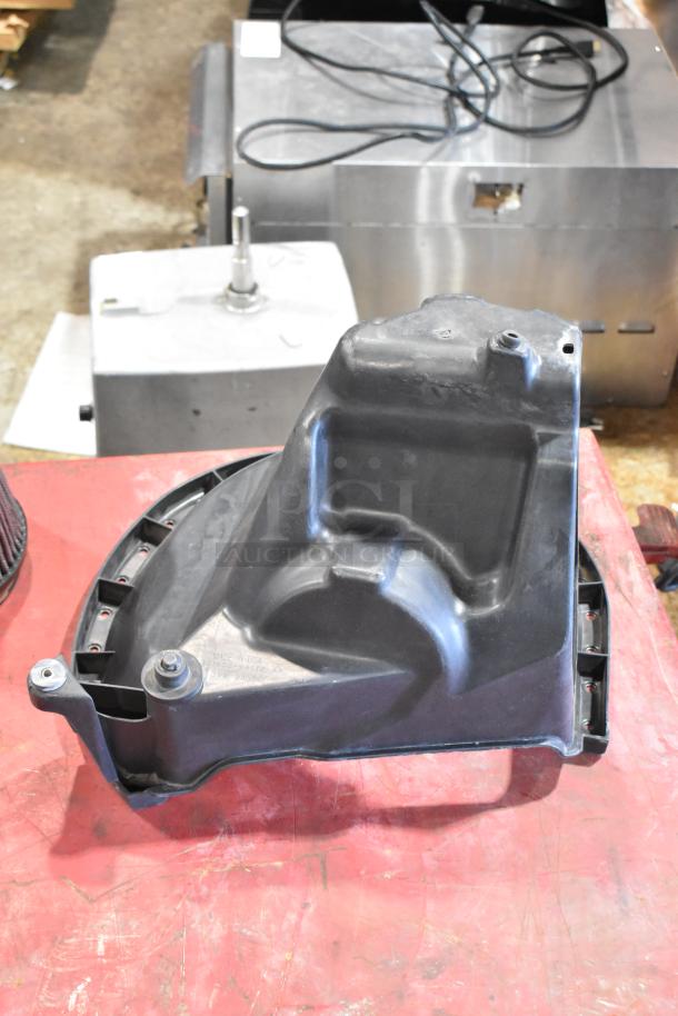 Box of car parts featuring a black 131550-CAKHK-AB cold air intake kit. Includes hoses and fittings. Good condition.