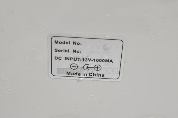 Costway Electric Time Recorder with label showing DC input 13V-1000mA, made in China. Model and serial missing.
