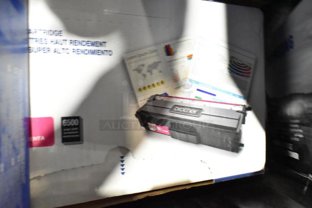 Lot of various items in black poly bin including Samsung CLT-C504S/XAA toner cartridges, boxed and in good condition.