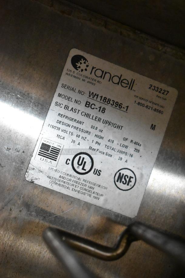 Randell BC-18 Stainless Steel Commercial Blast Chiller, model BC-18, 115/230V, 1 Phase. NSF, UL certified. Made in USA.