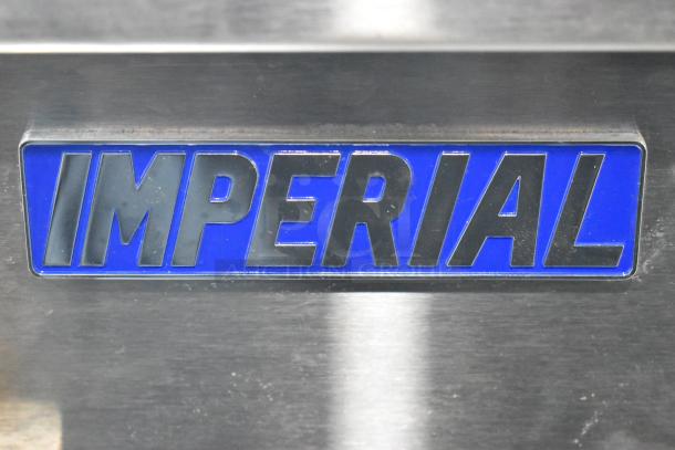 Imperial commercial fryer logo on stainless steel. Model IRTC-32-WS-E-208, 208V, 1 Phase.