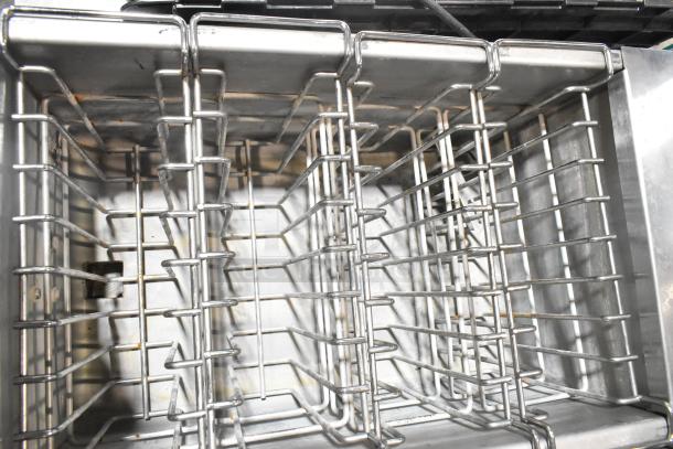 Imperial IRTC-32-WS-E-208 stainless steel electric fryer with wire basket interior, 208V, 1 phase, commercial use.