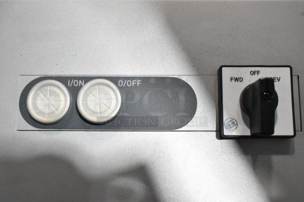 Control panel for Sirman 40806206F electric meat mixer. Features on/off buttons and FWD/REV switch. 220 volts.