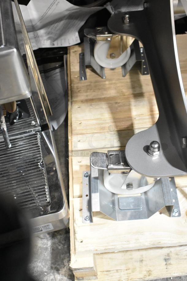 Brand new 2025 Sirman 40806206F IP 80 XP BA metal meat mixer, 170 lb. capacity, 220 volts, on pallet, minor scratches.