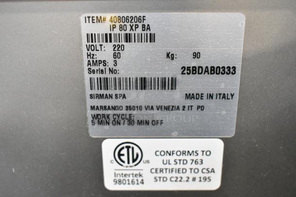 2025 Sirman 40806206F electric meat mixer, 170 lb capacity, 220V, new scratch and dent, metal, certified, made in Italy.