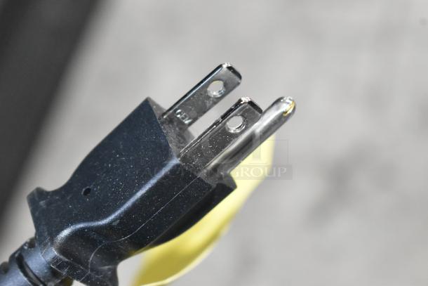 Close-up of an electrical plug for a Paragon 6133300 Simply-A-Blast Snow Cone Machine. 120 Volts, 1 Phase.