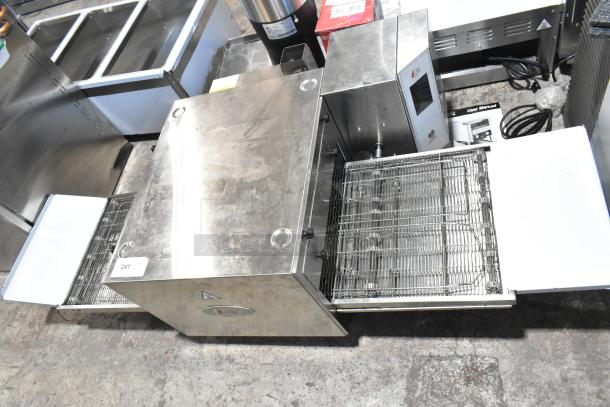 Brand new Cooking Performance Group 351ICOED stainless steel conveyor pizza oven, electric, 240V, 1 phase, scratch and dent.