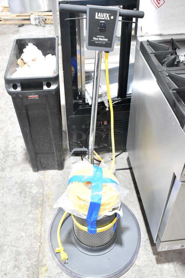 Lavex TP-2015 metal commercial floor cleaner, brand new with minor scratches, 120 volts, 1 phase, in original packaging.