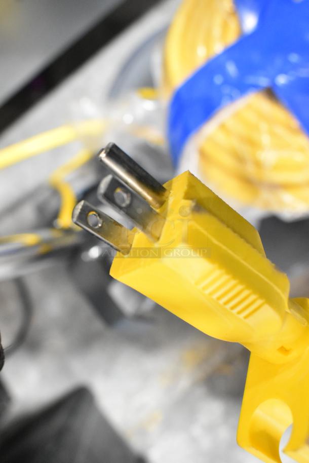 BRAND NEW Lavex TP-2015 Metal Commercial Floor Cleaner, 120V, 1 Phase, shown with yellow power plug and cable.