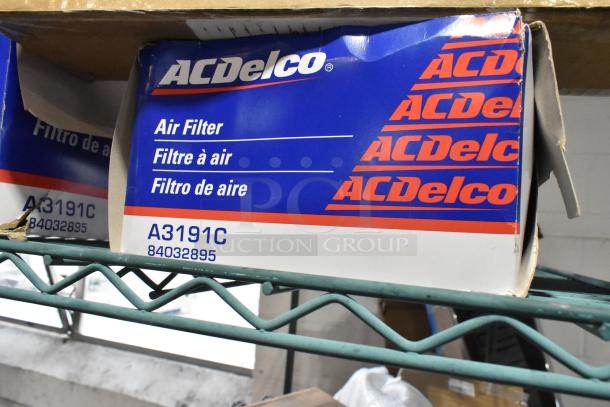 ACDelco air filter in box, model A3191C, part number 84032895, on a shelf. Packaging slightly worn.